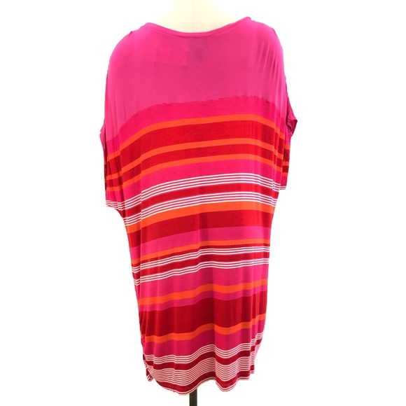 Lane Bryant Top Pink Stripe Sz18/20 Rayon T-shirt - Picture 2 of 9